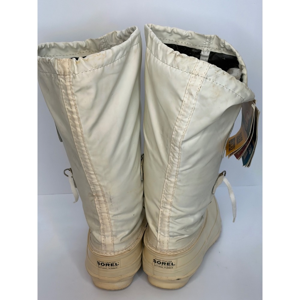 Vintage Sorel Snowlion White Winter Boots Made in Canada Womens 8 Natural Rubber - Picture 3 of 6